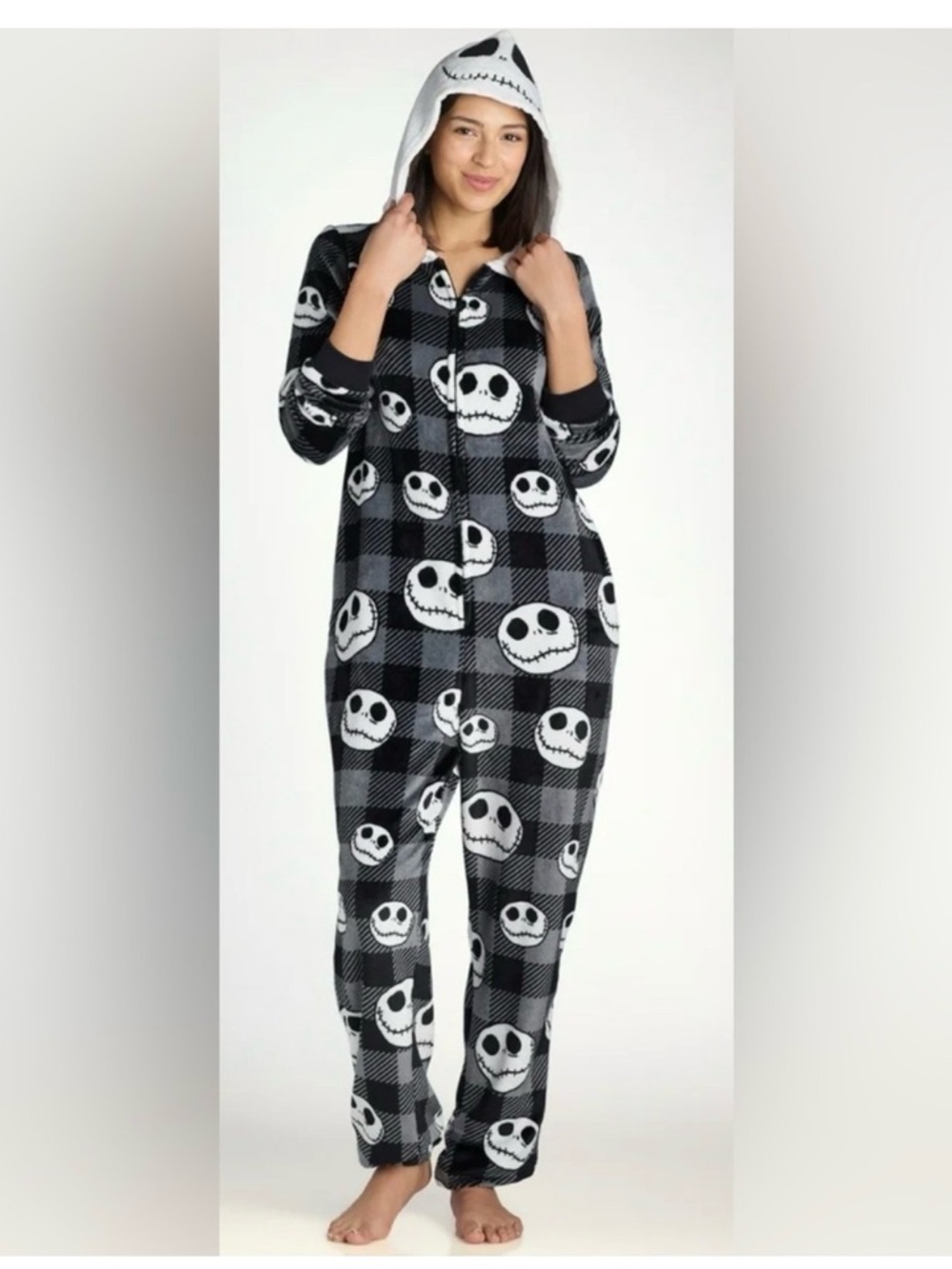 Womens nightmare before Christmas Hooded One-Piece Pajama